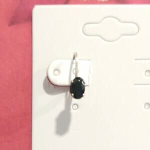 925 Sterling Silver Single Dangle Drop Earrings Oval Cut Black Sapphire Vtg Lot